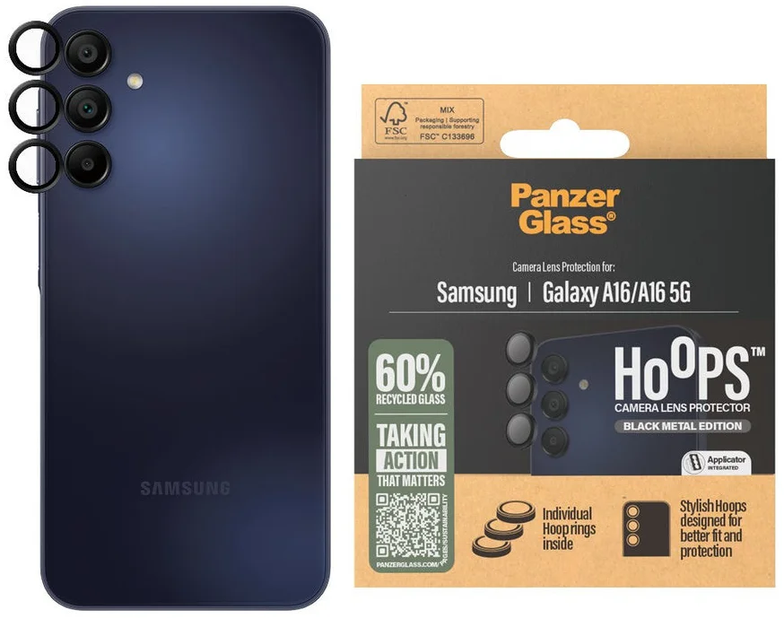 PanzerGlass Hoops Rings Samsung Galaxy A16 Camera Lens Protector Glas afbeelding 1
