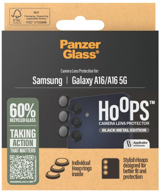 PanzerGlass Hoops Rings Samsung Galaxy A16 Camera Lens Protector Glas afbeelding 3