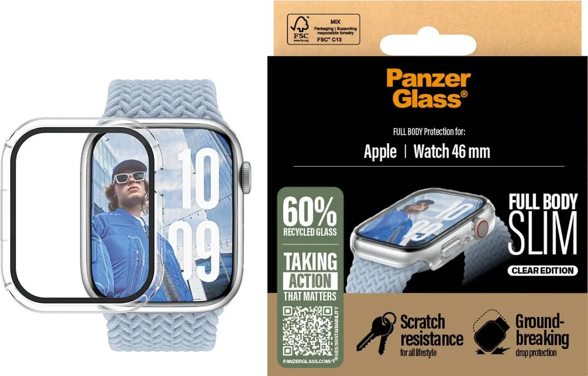 PanzerGlass Full Body - Apple Watch 11 / 10 46MM Screen Protector - Transparant afbeelding 1