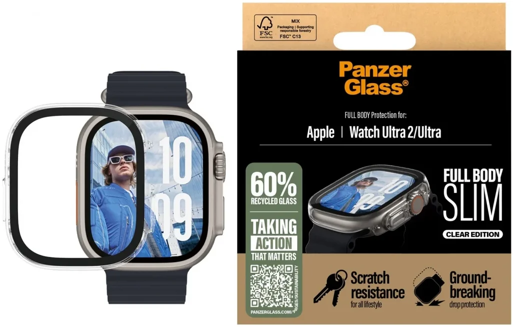 PanzerGlass Full Body Slim Apple Watch Ultra 3/2/1 Screen Protector Transparant afbeelding 1