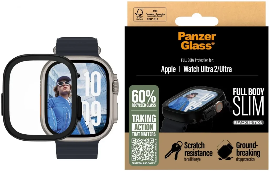 PanzerGlass Full Body Slim Apple Watch Ultra 3/2/1 Screen Protector Zwart afbeelding 1