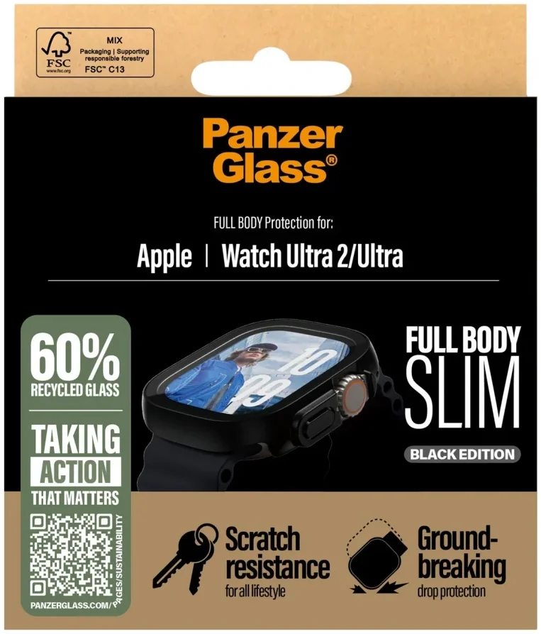 PanzerGlass Full Body Slim Apple Watch Ultra 3/2/1 Screen Protector Zwart afbeelding 4