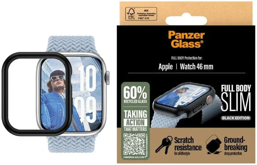 PanzerGlass Full Body - Apple Watch 11 / 10 46MM Screen Protector - Zwart afbeelding 1