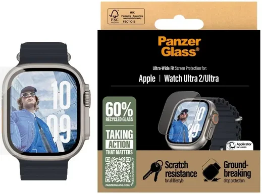 PanzerGlass Ultra Wide - Apple Watch Ultra 3/2/1 Screen Protector - met Tray afbeelding 1