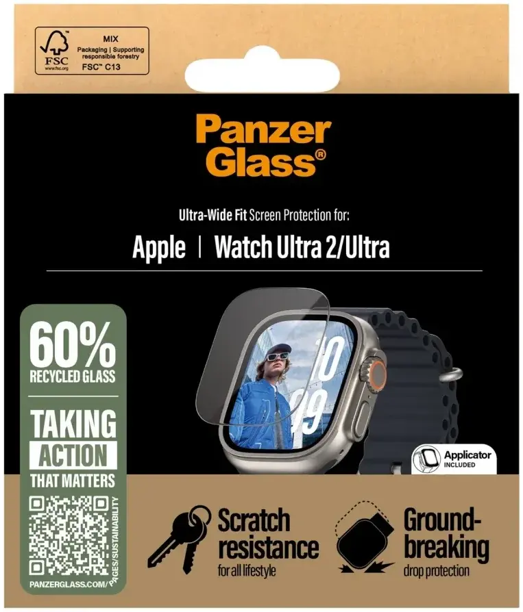 PanzerGlass Ultra Wide - Apple Watch Ultra 3/2/1 Screen Protector - met Tray afbeelding 4