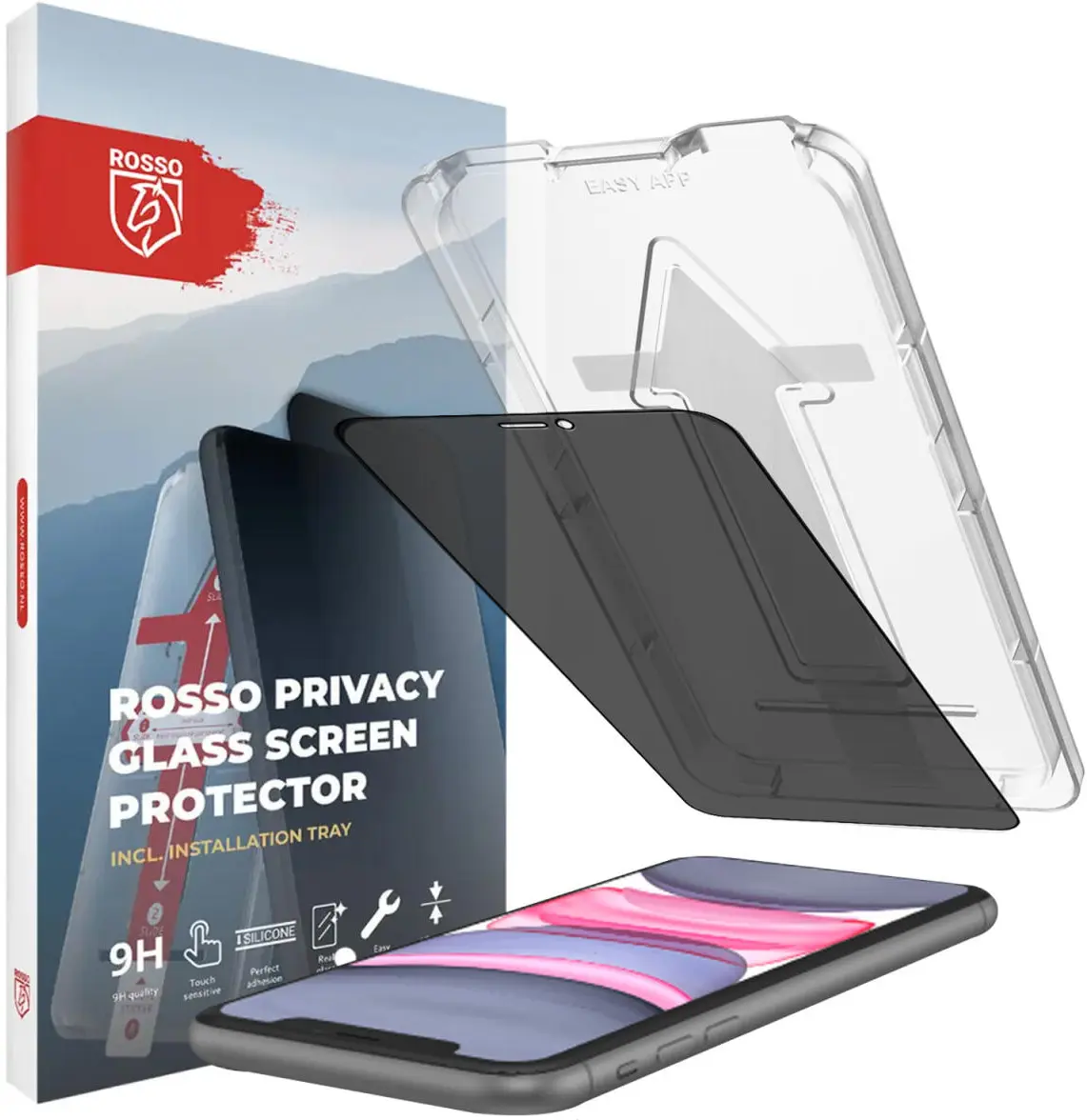 Rosso Apple iPhone 11 Privacy Glass Screen Protector met Installatietray afbeelding 1