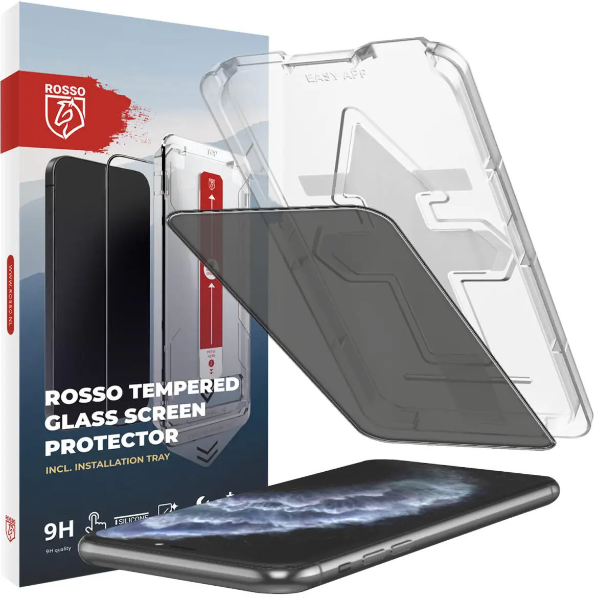 Rosso Apple iPhone 11 Pro Privacy Glass Screen Protector met Installatietray afbeelding 1