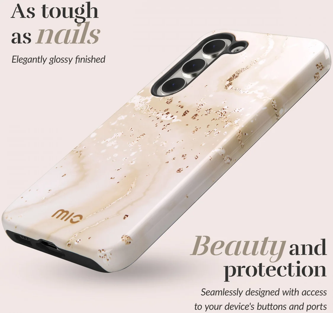 MIO MagSafe Samsung Galaxy S24 FE Hoesje Hard Shell Back Cover Gold Marble afbeelding 3