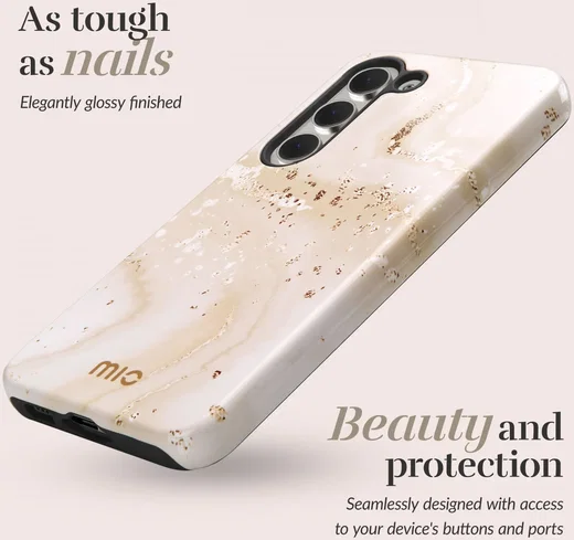 MIO MagSafe Samsung Galaxy S24 FE Hoesje Hard Shell Back Cover Gold Marble afbeelding 3