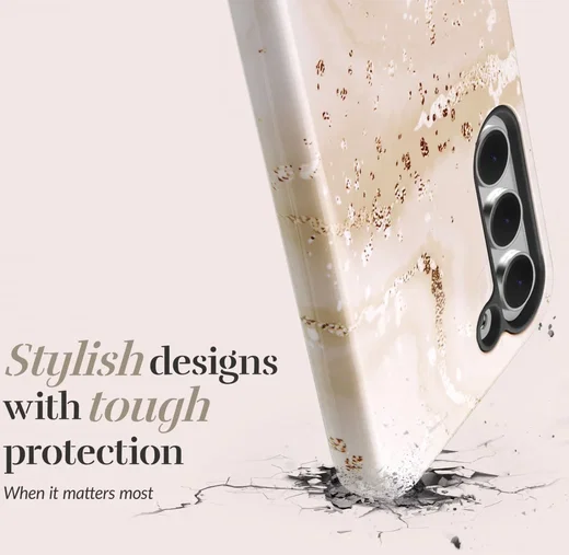 MIO MagSafe Samsung Galaxy S24 FE Hoesje Hard Shell Back Cover Gold Marble afbeelding 5