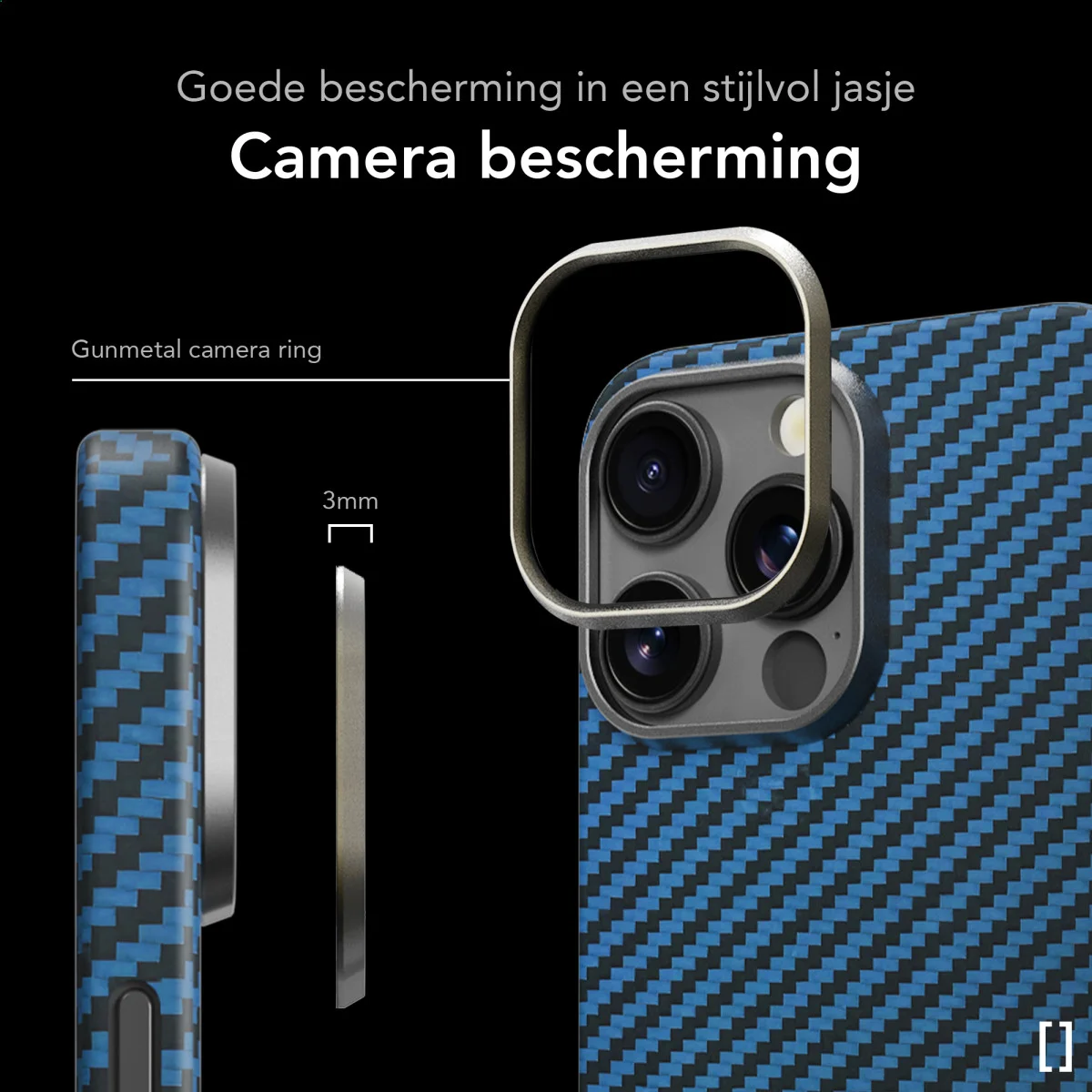 NEKIT Fiber Apple iPhone 16 Pro Max Hoesje MagSafe Kevlar Back Cover Dun Blauw afbeelding 5