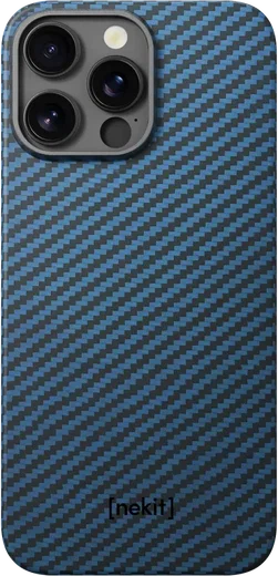 NEKIT Fiber Apple iPhone 16 Pro Hoesje MagSafe Kevlar Back Cover Dun Blauw afbeelding 13