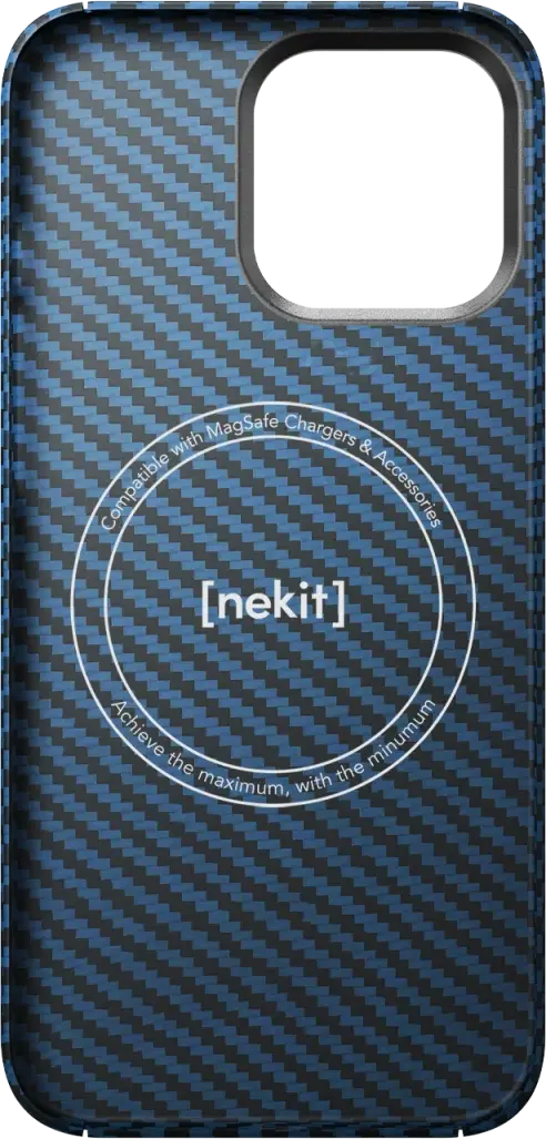 NEKIT Fiber Apple iPhone 16 Pro Hoesje MagSafe Kevlar Back Cover Dun Blauw afbeelding 16