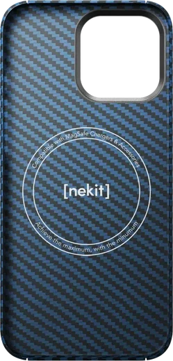 NEKIT Fiber Apple iPhone 16 Pro Hoesje MagSafe Kevlar Back Cover Dun Blauw afbeelding 16