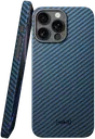 NEKIT Fiber Apple iPhone 16 Pro Hoesje MagSafe Kevlar Back Cover Dun Blauw