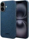 NEKIT Fiber Apple iPhone 16 Plus Hoesje MagSafe Kevlar Back Cover Dun Blauw afbeelding 2