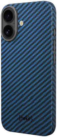 NEKIT Fiber Apple iPhone 16 Hoesje MagSafe Kevlar Back Cover Dun Blauw afbeelding 14