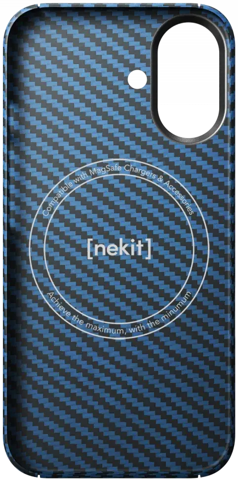 NEKIT Fiber Apple iPhone 16 Hoesje MagSafe Kevlar Back Cover Dun Blauw afbeelding 16