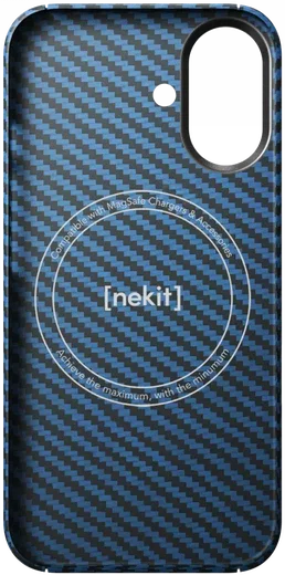NEKIT Fiber Apple iPhone 16 Hoesje MagSafe Kevlar Back Cover Dun Blauw afbeelding 16