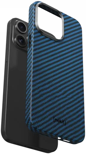 NEKIT Fiber Apple iPhone 15 Pro Max Hoesje MagSafe Kevlar Back Cover Dun Blauw afbeelding 12