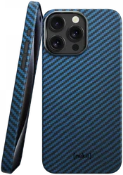 NEKIT Fiber Apple iPhone 15 Pro Max Hoesje MagSafe Kevlar Back Cover Dun Blauw afbeelding