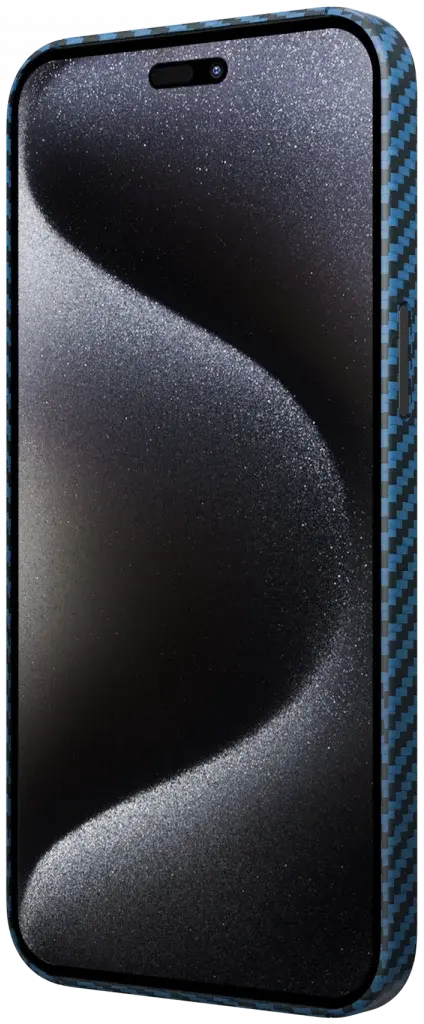 NEKIT Fiber Apple iPhone 15 Pro Hoesje MagSafe Kevlar Back Cover Dun Blauw afbeelding 15