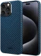 NEKIT Fiber Apple iPhone 15 Pro Hoesje MagSafe Kevlar Back Cover Dun Blauw afbeelding 2