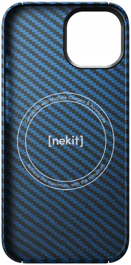 NEKIT Fiber Apple iPhone 15 Hoesje MagSafe Kevlar Back Cover Dun Blauw afbeelding 16