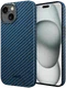NEKIT Fiber Apple iPhone 15 Hoesje MagSafe Kevlar Back Cover Dun Blauw afbeelding 2