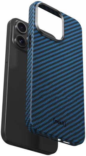 NEKIT Fiber Apple iPhone 14 Pro Max Hoesje MagSafe Kevlar Back Cover Dun Blauw afbeelding 12