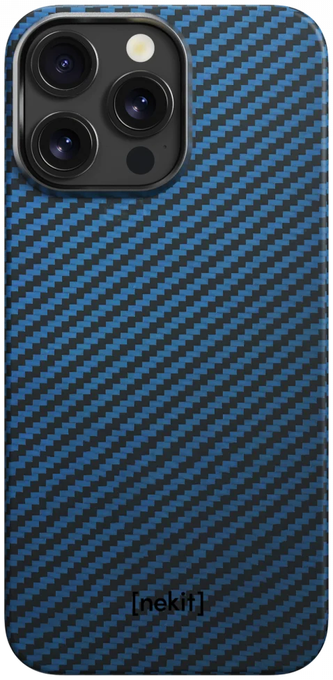NEKIT Fiber Apple iPhone 14 Pro Max Hoesje MagSafe Kevlar Back Cover Dun Blauw afbeelding 13