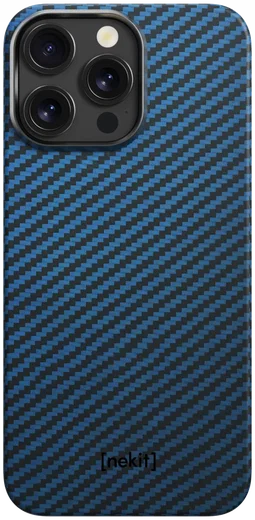 NEKIT Fiber Apple iPhone 14 Pro Max Hoesje MagSafe Kevlar Back Cover Dun Blauw afbeelding 13