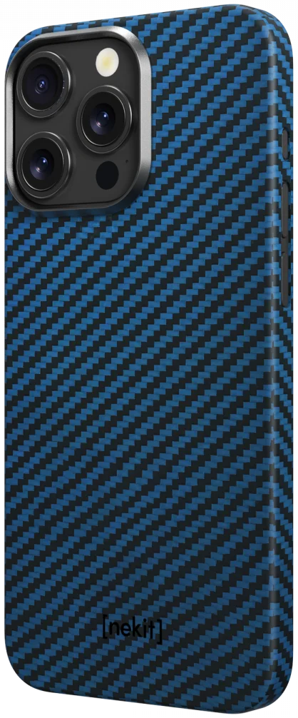 NEKIT Fiber Apple iPhone 14 Pro Max Hoesje MagSafe Kevlar Back Cover Dun Blauw afbeelding 14