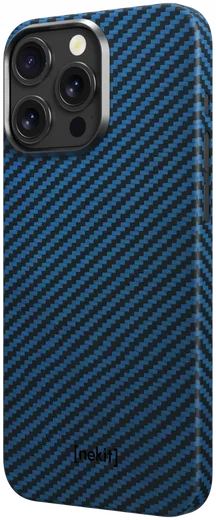 NEKIT Fiber Apple iPhone 14 Pro Max Hoesje MagSafe Kevlar Back Cover Dun Blauw afbeelding 14