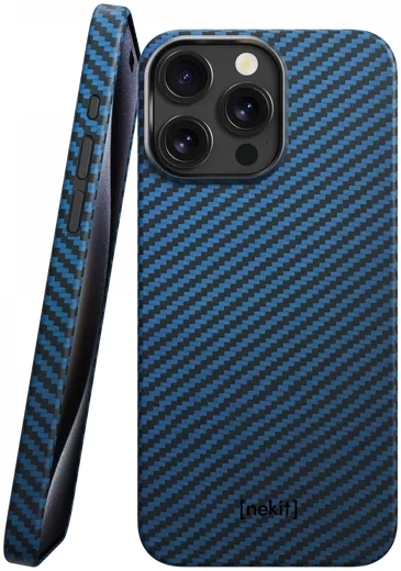 NEKIT Fiber Apple iPhone 14 Pro Max Hoesje MagSafe Kevlar Back Cover Dun Blauw afbeelding 1
