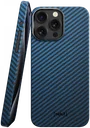 NEKIT Fiber Apple iPhone 14 Pro Max Hoesje MagSafe Kevlar Back Cover Dun Blauw