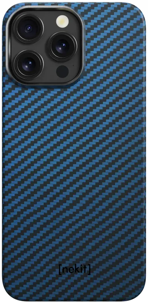NEKIT Fiber Apple iPhone 14 Pro Hoesje MagSafe Kevlar Back Cover Dun Blauw afbeelding 13