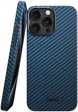 NEKIT Fiber Apple iPhone 14 Pro Hoesje MagSafe Kevlar Back Cover Dun Blauw