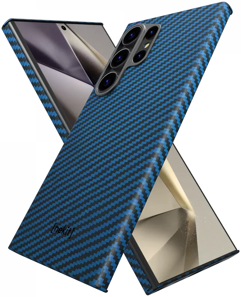 NEKIT Fiber Samsung Galaxy S24 Ultra Hoesje MagSafe Kevlar Back Cover Dun Blauw afbeelding 13