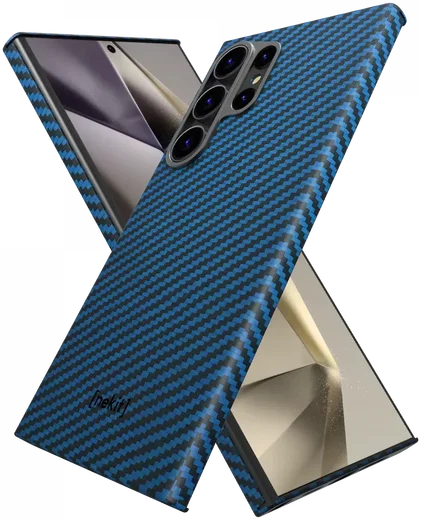 NEKIT Fiber Samsung Galaxy S24 Ultra Hoesje MagSafe Kevlar Back Cover Dun Blauw afbeelding 13