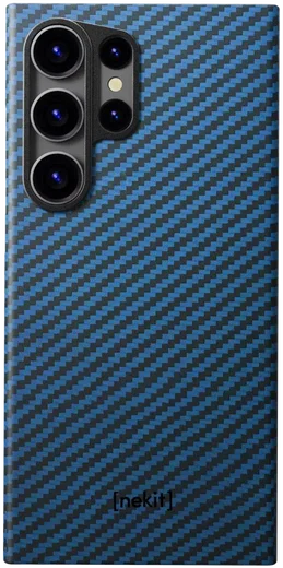 NEKIT Fiber Samsung Galaxy S24 Ultra Hoesje MagSafe Kevlar Back Cover Dun Blauw afbeelding 14