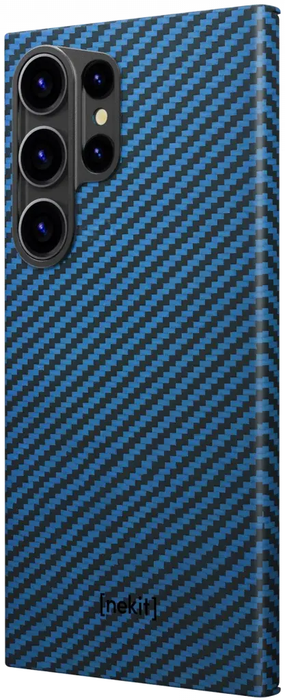 NEKIT Fiber Samsung Galaxy S24 Ultra Hoesje MagSafe Kevlar Back Cover Dun Blauw afbeelding 15
