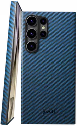 NEKIT Fiber Samsung Galaxy S24 Ultra Hoesje MagSafe Kevlar Back Cover Dun Blauw afbeelding