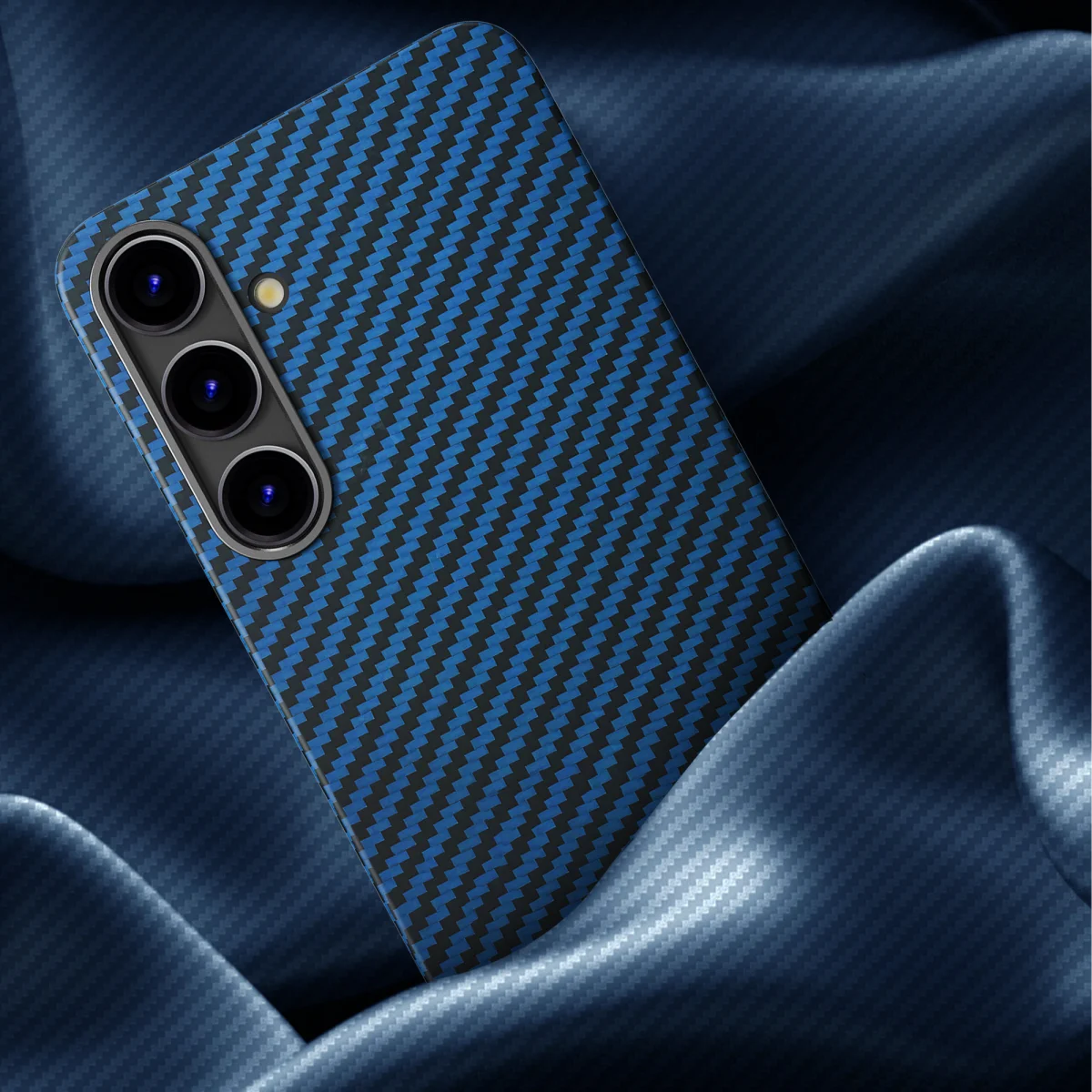 NEKIT Fiber Samsung Galaxy S24 Plus Hoesje MagSafe Kevlar Back Cover Dun Blauw afbeelding 11