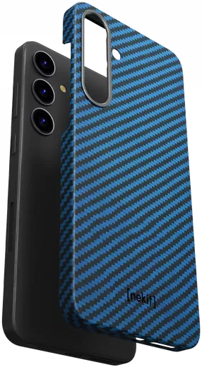 NEKIT Fiber Samsung Galaxy S24 Plus Hoesje MagSafe Kevlar Back Cover Dun Blauw afbeelding 12