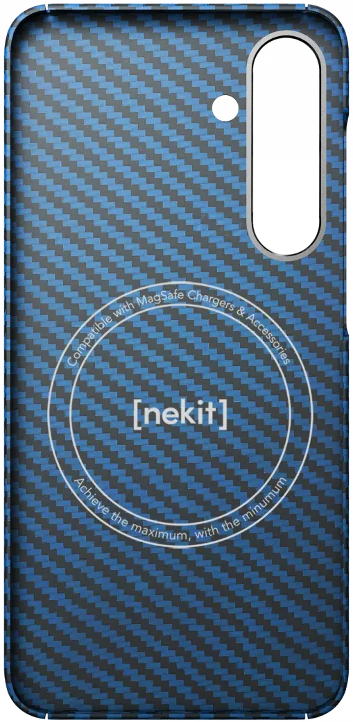 NEKIT Fiber Samsung Galaxy S24 Plus Hoesje MagSafe Kevlar Back Cover Dun Blauw afbeelding 17