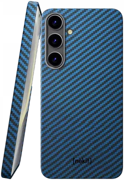 NEKIT Fiber Samsung Galaxy S24 Plus Hoesje MagSafe Kevlar Back Cover Dun Blauw