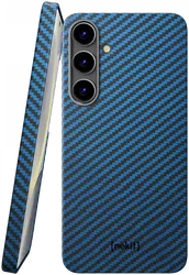 NEKIT Fiber Samsung Galaxy S24 Plus Hoesje MagSafe Kevlar Back Cover Dun Blauw afbeelding