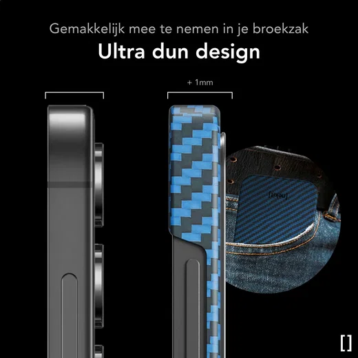 NEKIT Fiber Samsung Galaxy S24 Plus Hoesje MagSafe Kevlar Back Cover Dun Blauw afbeelding 5