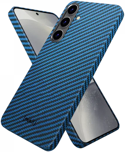 NEKIT Fiber Samsung Galaxy S24 Hoesje MagSafe Kevlar Back Cover Dun Blauw afbeelding 13
